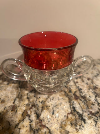 Ruby Rimmed Creamer and Open Sugar   MTS|128453