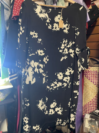 Dress Size 8 Black w/ White Floral MTS