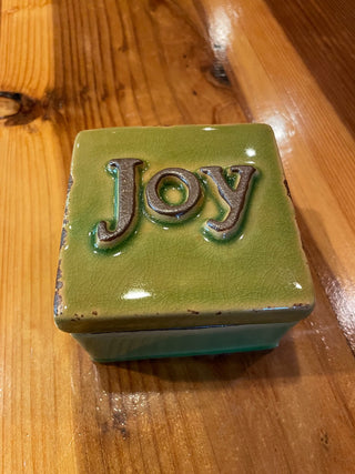 Ceramic Green Lidded Box "JOY" ~MTS|114648