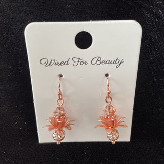Earrings, rosegold flower blossoms RSV