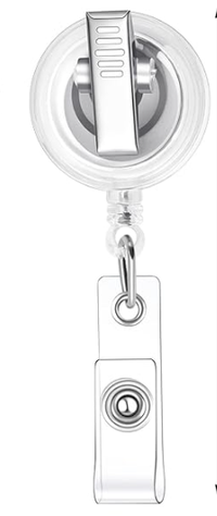 Alligator Swivel Clip Interchangeable Badge Reel with Retractable Reel. Badge Button: Shiney Silver.|62750