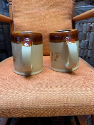 SET OF 2 vintage 1970s two-tone stoneware coffee mugs made in japan