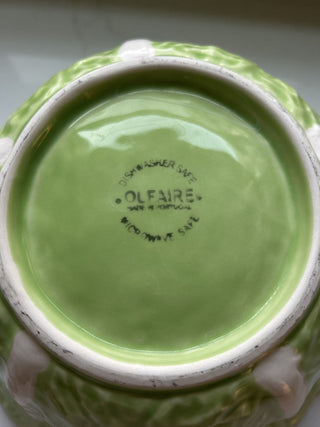 Vintage Olfaire Majolica Porcelain Large Green Cabbage bowl Made in Portugal-RSV