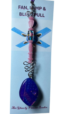 Art Glass Beaded Dichroic Lamp Pull 3 RSV