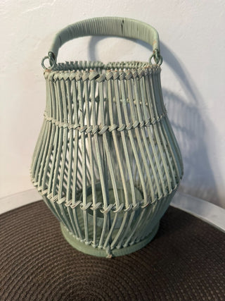 Basket Green Wicker Light Holder MTS|102077