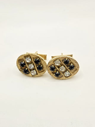 Cufflinks, vintage black & white rhinestone RSV