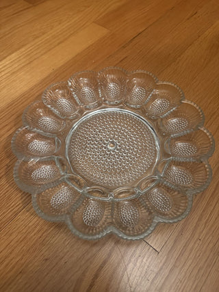 Vtg Indiana Glass Hobnail Clear Egg Plate MTS -K|58055