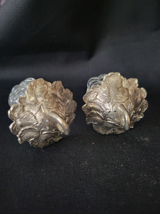 Vintage Glass Grape & Silver Top Salt & Pepper Shakers RCD|96460