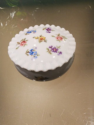 Round Trinket Fish w/ lid Floral RSV|71576
