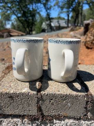 JP SET OF 2 Gibson Designs "My Heart" mugs blue sponge-painted heart