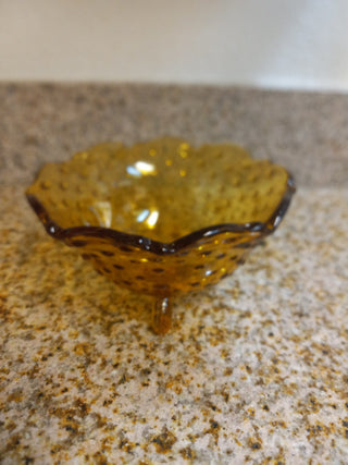 SZ Amber Hobnail Footed Candy Dish RCD