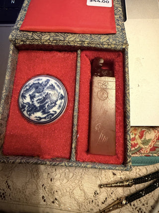 Vintage Chinese Wax Seal Stamp Set W/Case Soapstone Rabbit #62 VV MTS