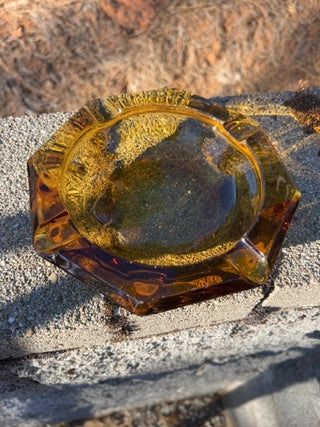 JP Vintage MCM Amber Glass Ashtray