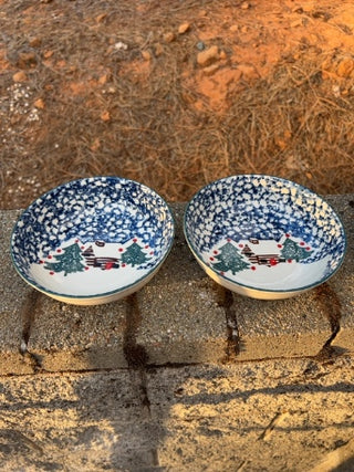 SET OF 12 Cabin in the Snow stoneware dinnerware by Tienshan Folk Craft