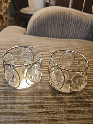 AD  Prism Candle Holder w/ Antique Glass