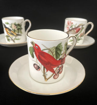 Royal Tuscan Audubon Birds Demitasse 7 cup and Saucers Fine Bone China England #63 VV MTS|110989