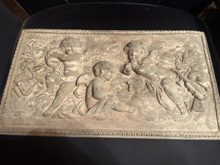 French Italian Art Deco musical cherubs wall hanger, 3-dimensional, approx. 16.75" X 9.30" shabby chic.