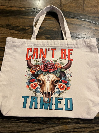 "Can't Be Tamed" Large Zippered Canvas Bag or Tote RSV