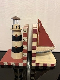 #1572 Lighthouse & Sailboat Bookends
