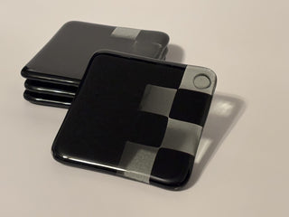 Fused Glass Coasters Smoke/Black Set of 4 - AnoGlass|52121