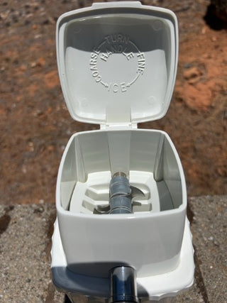 JP Vintage Swing-A-Way Original 1950's Ice Crusher Counter Top Version in White Plastic and Chrome Metal