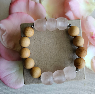 bri.craftique - Pink Recycled Glass + Wood Bracelet (BRI) - MTS|130126