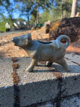 vintage stoneware cow-shaped creamer pitcher