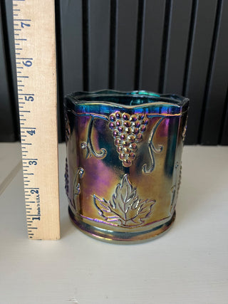 Indiana glass iridescent blue harvest grape