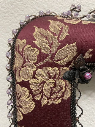 Rose Wine Fabric Wire Jeweled Frame #49 MTS|62136