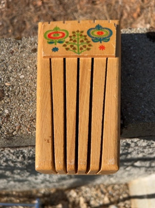 JP vintage wooden wall-mounted folk art knife block