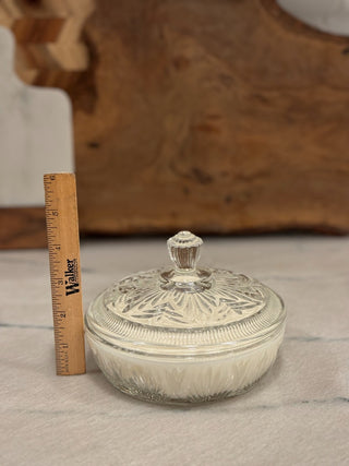 HANDMADE UPCYCLED CANDLE AVON CANDY DISH W/LID SCENT PEACH BELLANI|107283