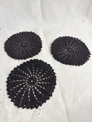 Black Crochet Doily 4 1/2 inch RSV|106824