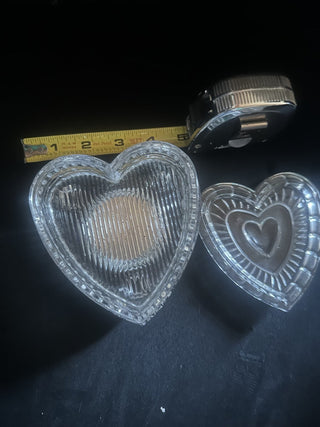 Vintage Crystal Music heart-shaped Box, "Memories."  approx. 4" X 5"X 2" . #62 VV MTS