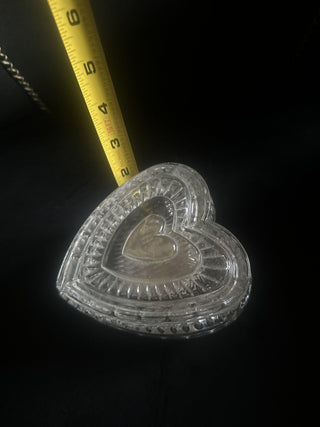 Vintage Crystal Music heart-shaped Box, "Memories."  approx. 4" X 5"X 2" . #62 VV MTS