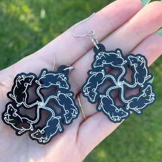 Rat King Earrings - Black and White|48839