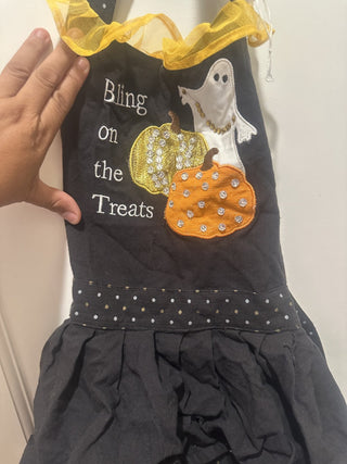 Halloween Bedazzle embroidered apron with ruffles  #63 VV MTS|107565
