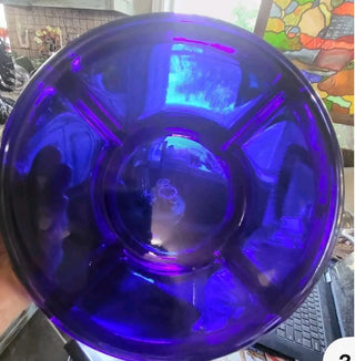 Beautiful Cobalt Blue Glass Round divided Relish Snack Server Dish Bowl 10" #63 VV MTS|101989