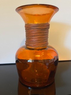 #2311 Orange Glass & Rattan Vase  NIS