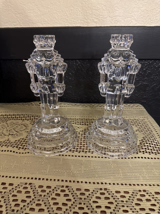 Vintage St George Lead Crystal Nutcraker Candle Sticks sold as pair -RCD|139252