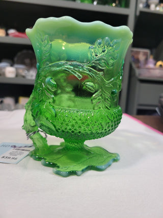 Moser Ohio Acorn Green Opalescent Goblet RCD|82082