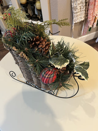 Decorative Christmas Floral Sleigh RCD|132854