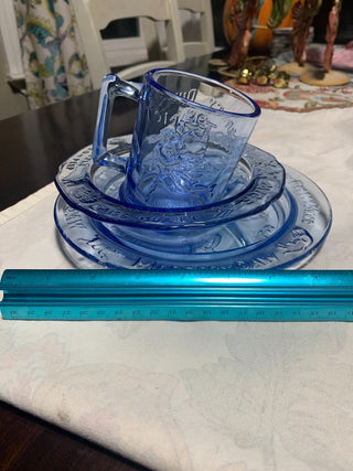 MTS Vintage Tiara Blue Glass Child's Set (3 piece)