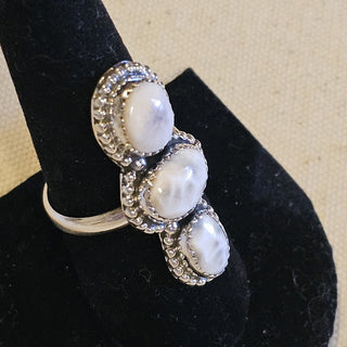 Sterling 3 stone wild horse ring sz 9