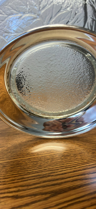 Pressed Glass Cabbage Bowl with Silver-Plated Pedestal