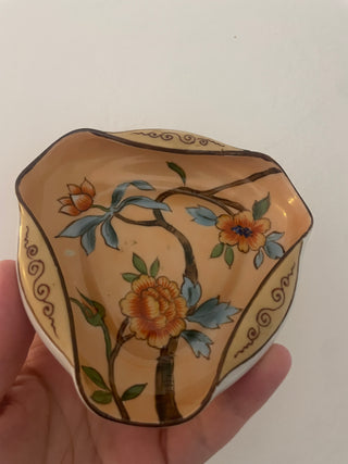 Noritake peach floral trinket dish