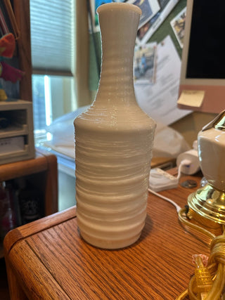Japanese White Art Glass Sake Bottle/Vase 9.5" RCD