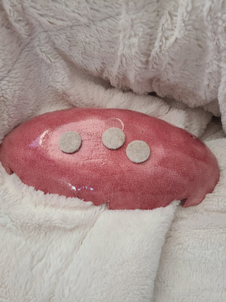 Vintage Hand-made Pink Oval Ceramic Dish|74044