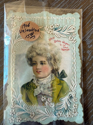 1906 Valentine card  with loving wishes Victorian boy RCD