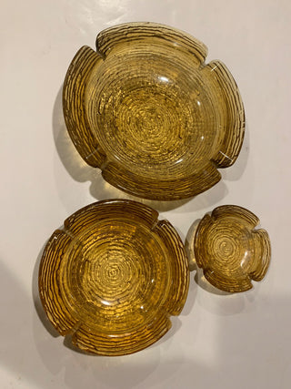 Vntg Amber Anchor Hocking Ashtray set/3|125376