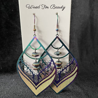 Earrings, rainbow stainless steel RSV
